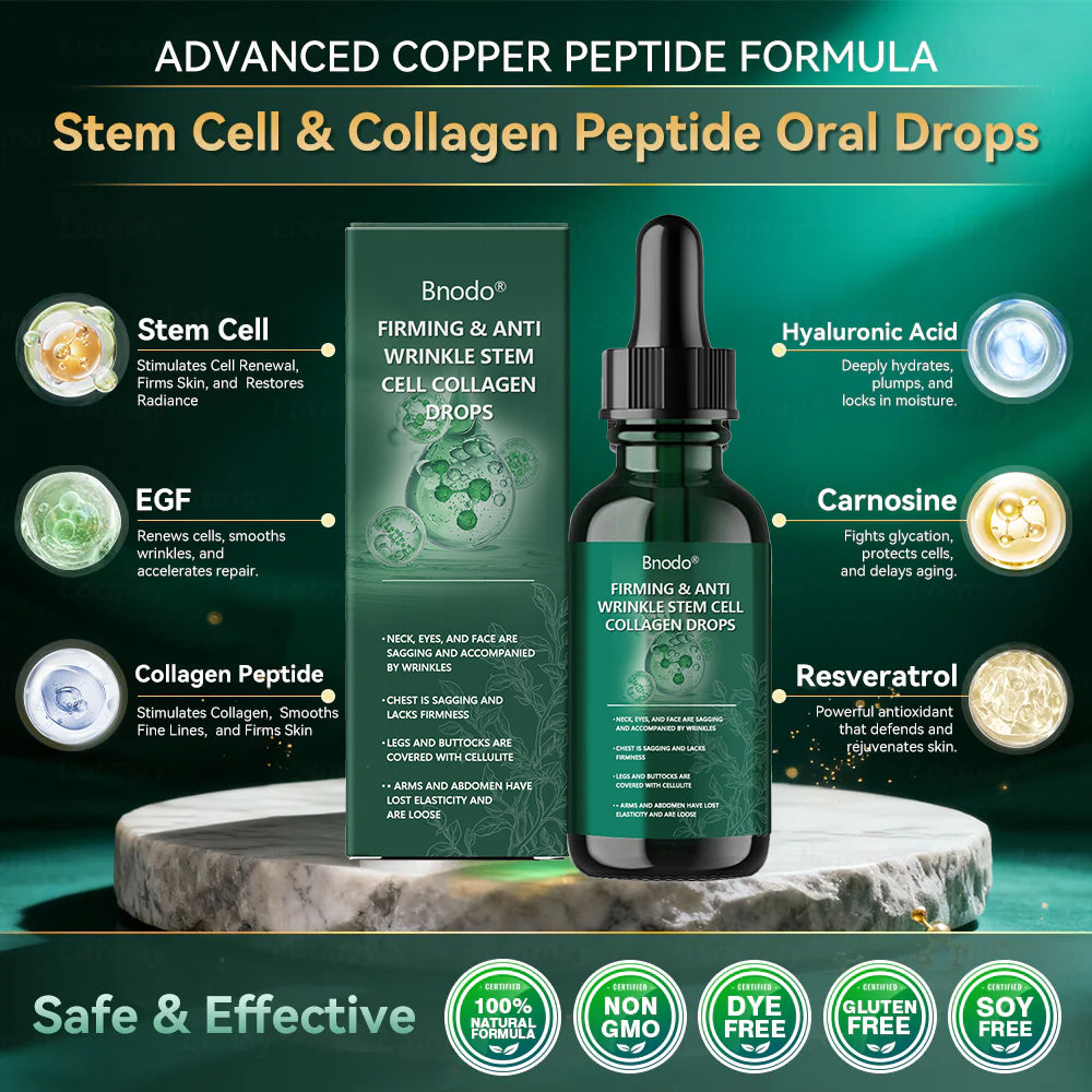 Bnodo® 🥇𝑆𝑡𝑒𝑚 𝐶𝑒𝑙𝑙 & 𝐶𝑜𝑙𝑙𝑎𝑔𝑒𝑛 𝑃𝑒𝑝𝑡𝑖𝑑𝑒 𝑂𝑟𝑎𝑙 𝐷𝑟𝑜𝑝𝑠 (Lift & Firm Sagging Skin & Reduce Wrinkle Formation)✅✅